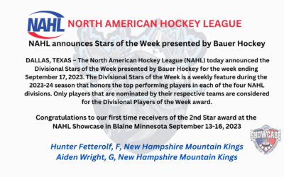 NAHL announces Stars of the Week presented by Bauer Hockey